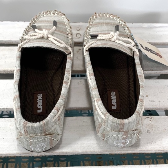 Lamo Women's 6 Sabrina Moc II Moccasins Beige Stripe NEW in Box Slip On - Picture 4 of 9